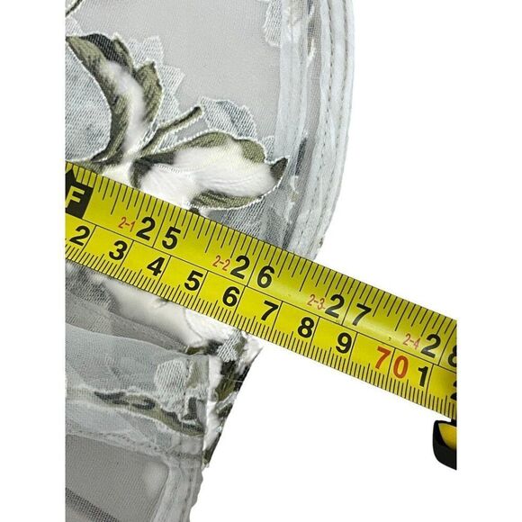 Zara Womens Top S White Green Floral Chiffon Sheer Button Up Long Sleeve NWOT - Picture 6 of 7